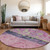 8' Blush And Mint Green Round Abstract Washable Indoor Outdoor Area Rug