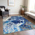 9' X 12' Navy Blue And Gray Nautical Washable Indoor Outdoor Area Rug