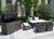 Ten Piece Outdoor Gray Wicker Multiple Chairs Seating Group Fire Pit Included with White Cushions