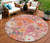 8' Blush Pink And Orange Round Floral Washable Indoor Outdoor Area Rug