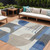 9' X 12' Blue Gray And Ivory Geometric Washable Indoor Outdoor Area Rug