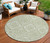 8' Artichoke Green And Ivory Round Medallion Washable Indoor Outdoor Area Rug