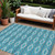 8' X 10' Teal Blue Gray And Ivory Geometric Washable Indoor Outdoor Area Rug