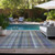 9' X 12' Blue Gray and Green Plaid Washable Non Skid Indoor Outdoor Area Rug
