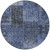 8' Navy Blue And Charcoal Round Patchwork Washable Indoor Outdoor Area Rug