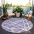 8' Lavender And Ivory Round Geometric Washable Indoor Outdoor Area Rug - 608219188818