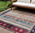 8' X 10' Navy Blue And Merlot Striped Washable Indoor Outdoor Area Rug