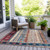 8' X 10' Navy Blue And Merlot Striped Washable Indoor Outdoor Area Rug
