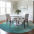 8' Turquoise Round Striped Washable Indoor Outdoor Area Rug - Turquoise