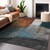 10' X 14' Copper Green And Gray Abstract Washable Indoor Outdoor Area Rug
