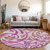 8' Lavender Blush And Purple Round Floral Washable Indoor Outdoor Area Rug