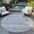 8' Silver Gray And Ivory Round Southwestern Washable Indoor Outdoor Area Rug