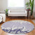 8' Purple And Ivory Round Abstract Washable Indoor Outdoor Area Rug