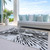 9' X 12' Ivory Black And Gray Abstract Washable Indoor Outdoor Area Rug
