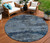 8' Blue And Navy Blue Round Abstract Washable Indoor Outdoor Area Rug