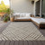 8' X 10' Brown And Ivory Geometric Washable Indoor Outdoor Area Rug