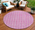 8' Blush And Ivory Round Striped Washable Indoor Outdoor Area Rug