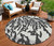 8' Black Gray And Ivory Round Animal Print Washable Indoor Outdoor Area Rug