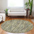 8' Artichoke Green And Ivory Round Striped Washable Indoor Outdoor Area Rug