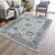 9' X 12' Teal Blue And Gray Floral Washable Indoor Outdoor Area Rug - Teal Blue, Gray