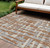 8' X 10' Rust Gray And Ivory Striped Washable Indoor Outdoor Area Rug
