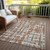 8' X 10' Rust Gray And Ivory Striped Washable Indoor Outdoor Area Rug