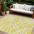 9' X 12' Yellow And Linen Geometric Washable Indoor Outdoor Area Rug
