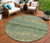 8' Green Gray And Ivory Round Striped Washable Indoor Outdoor Area Rug