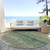 8' Green Gray And Ivory Round Striped Washable Indoor Outdoor Area Rug