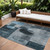 8' X 10' Teal Blue Gray And Charcoal Geometric Washable Indoor Outdoor Area Rug