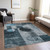 8' X 10' Teal Blue Gray And Charcoal Geometric Washable Indoor Outdoor Area Rug