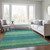 10' X 14' Teal Blue Lime Green And Turquoise Striped Washable Indoor Outdoor Area Rug