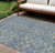 9' X 12' Sky Blue And Gray Geometric Washable Indoor Outdoor Area Rug