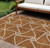 10' X 14' Orange And Ivory Geometric Washable Indoor Outdoor Area Rug Contemporary Style - Orange, Ivory Color
