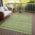 10' X 14' Fern Green And Sage Striped Washable Indoor Outdoor Area Rug