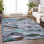9' X 12' Blue Gray And Brown Abstract Washable Indoor Outdoor Area Rug