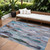 9' X 12' Blue Gray And Brown Abstract Washable Indoor Outdoor Area Rug