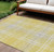 10' X 14' Yellow Black And Ivory Plaid Washable Indoor Outdoor Area Rug