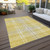 10' X 14' Yellow Black And Ivory Plaid Washable Indoor Outdoor Area Rug