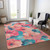 8' X 10' Salmon And Teal Blue Floral Washable Indoor Outdoor Area Rug