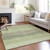 10' X 14' Artichoke Green And Taupe Striped Washable Indoor Outdoor Area Rug