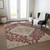8' X 10' Red Beige And Brown Oriental Washable Indoor Outdoor Area Rug