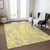 10' X 14' Yellow Purple And Green Abstract Washable Indoor Outdoor Area Rug