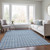 9' X 12' Denim Blue And Ivory Geometric Washable Indoor Outdoor Area Rug - 880016551808