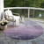 8' Lavender And Lilac Round Striped Washable Indoor Outdoor Area Rug