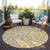 8' Gold And Ivory Round Geometric Washable Indoor Outdoor Area Rug Transitional Style - Gold, Ivory Color