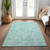 9' X 12' Teal Blue And Ivory Paisley Washable Indoor Outdoor Area Rug