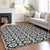 8' X 10' Black Gray And Silver Floral Medallion Washable Indoor Outdoor Area Rug