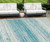 10' X 14' Teal Blue And Ivory Striped Washable Indoor Outdoor Area Rug