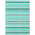 10' X 14' Turquoise Striped Washable Indoor Outdoor Area Rug